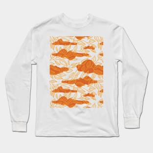 Minimalist Leaf Line Art Illustration as a Seamless Surface Pattern Design Long Sleeve T-Shirt